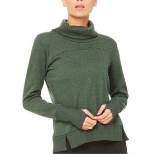 ALO Yoga Haze Cowl Neck Heather Green Pullover Sweatshirt Size L